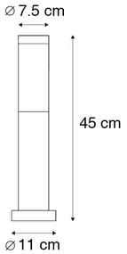 Външен стълб за лампа антрацит 45 см IP44 - Rox със заземен шип и кабелна втулка