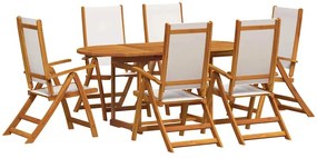 3279295 vidaXL Градински трапезен комплект, 7 части, акация масив и textilene