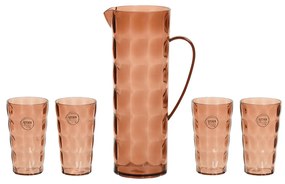 Glasses and pitcher set EDM 869702 Рециклирана пластмаса Кафяв 5 Части