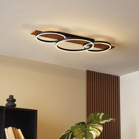 Дизайнерска таванна лампа черна кръгла вкл. LED 3-степенно димиране 3-лампи - Nimue