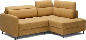 Жълт кадифен разтегателен ъглов диван с място за съхранение (десен ъгъл L форма) Barea – ELTAP