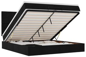3313950 vidaXL Османска легло с матрак и LED, черно, 200x200 см, плат