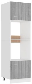 815604 vidaXL Шкаф за микровълнова фурна "Lyon", сив, сонома, 60x57x207 см, инженерно дърво