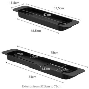 Черен регулируем рафт за вана Tower - YAMAZAKI