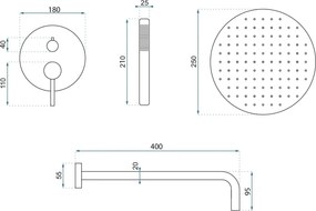 Душ система за вграждане Rea Foss Clif Brush Copper + BOX