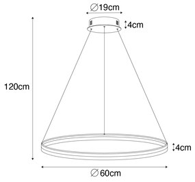 Дизайнерска висяща лампа бронз 60 см с LED 3-степенно димиране - Anello