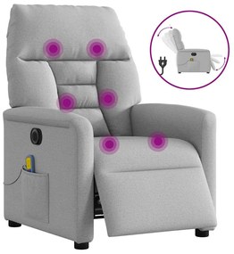 3303031 vidaXL Електрически масажен реклайнер стол, облачно сив, текстил