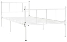 284629 vidaXL Рамка за легло, бяла, метал, 90x200 см