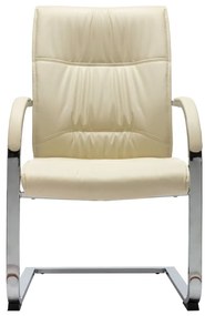 289344 vidaXL Конзолен офис стол, кремав, изкуствена кожа