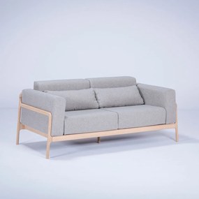 Сив диван с масивна дъбова конструкция , 180 см Fawn - Gazzda