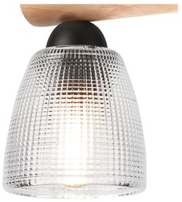 Светлокафяво-черна висяща лампа със стъклен абажур ø 14 cm Margit - LAMKUR