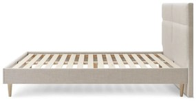 Бежово тапицирано двойно легло с решетка 160x200 cm Elyna - Bobochic Paris