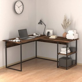 Офис бюро Delta TopMebel метал - меламин в цвят опушен орех 147.8x140x73.8cm