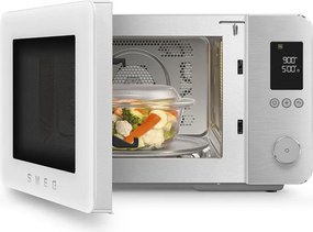 Комбинирана микровълнова фурна с горещ въздух SMEG Collezione MOC02WHMEU, 900W, 27 л, 25 програми, Плавно затваряне, Индивидуални настройки, Бял мат