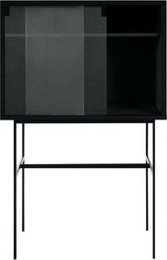 Черна витрина с плъзгащи се врати 70x109x40 cm Lekko – noo.ma