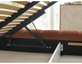 Оранжево двойно тапицирано легло с място за съхранение с включена подматрачна рамка 180x200 cm Mont Blanc – Bobochic Paris