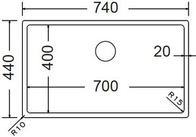 Мивка Fortinox Squadro PVD 28054-74 x 44 cm-Xruso