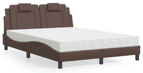 3208784 vidaXL Легло с матрак, кафяво, 120x200 см, изкуствена кожа