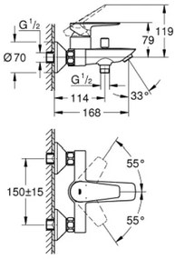 Смесител за баня body Grohe BauEdge