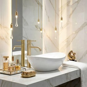 Смесител за мивка Rea Lungo Diamond Brush Gold High