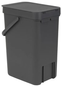 Кош за разделно събиране на боклук Brabantia Sort&Go 647670, 12 л, Дръжка, Възможност за стенен монтаж, Тъмносив