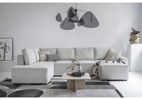 Бял разтегателен ъглов диван от рипсено кадифе (ляв ъгъл/"U" форма) Brave Dave – Miuform