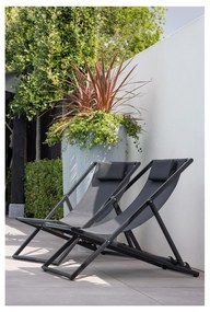 Черен метален сгъваем градински шезлонг Esper – Exotan