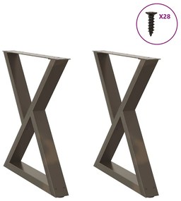 4012727 vidaXL Крака за трапезарна маса, 2 бр., естествена стомана, 70 x (72-73,3) см, стомана