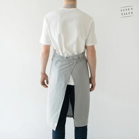 Светлосива ленена престилка, дължина 100 cm Chef - Linen Tales