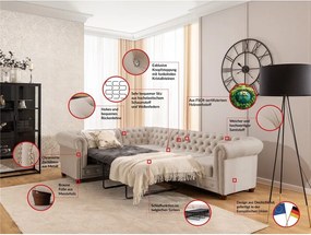 Бежов кадифен разтегателен ъглов диван (ляв ъгъл L форма) York Blik – Ropez