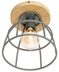 Индустриален плафон тъмно сив с дърво - Arthur