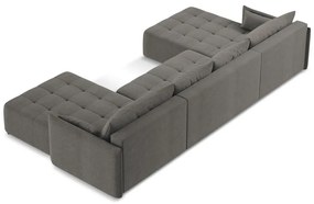 Тъмносив разтегателен ъглов диван с място за съхранение (U форма) Moku – Makamii