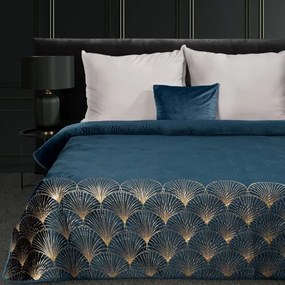 Дизайнерска покривка за легло LOTOS тюркоаз със златен мотив Ширина: 170 см | Дължина: 210 см