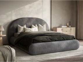 Сиво двойно легло 160x200 cm тапицирано с място за съхранение с включена подматрачна рамка Maumere – Maison de Rêve