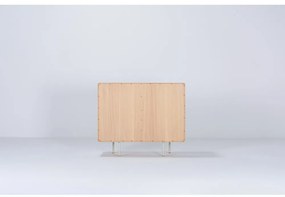 Бял/естествен нисък скрин от масивен дъб 118x100 cm Fina – Gazzda