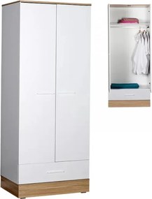 Двукрилен гардероб Base TopMebel в бял - сонома цвят 80x52x198cm