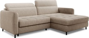 Бежов шенилов разтегателен ъглов диван с място за съхранение (десен ъгъл) Gomsi – ELTAP