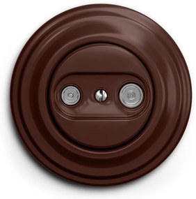 Kliklap - Ретро абонатна ТВ/радио розетка (проходна) с кафява рамка