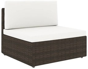 3067168 vidaXL Градински комплект с възглавници, 11 части, кафяв полиратан