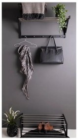 Черна етажерка за обувки от тополова дървесина Padova - House Nordic