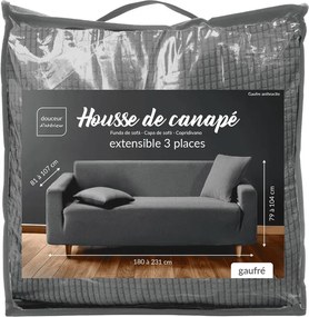 Антрацитно триместно ластично покривало за диван Sacha – douceur d'intérieur