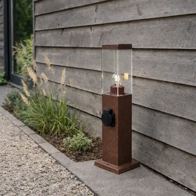 Външна лампа ръждиво кафява 45 см с гнездо IP44 - Malios