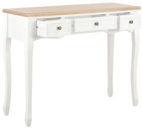 280044 vidaXL Конзолна тоалетна маса с 3 чекмеджета, бяла