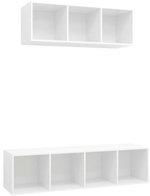 3079790 vidaXL Комплект ТВ шкафове от 2 части, бял, инженерно дърво