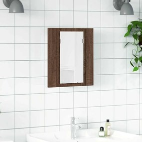 822835 vidaXL LED шкаф за баня огледало кафяв дъб 40x12x45 см инженерно дърво