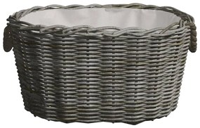 286985 vidaXL Кошница за дърва за огрев с дръжки 59x42x28 см сива върба