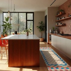 Пътека със смес от вълна 80x300 cm Checkered Border – Flair Rugs