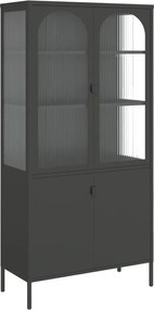353000 vidaXL Висок шкаф, черен, 90x40x180 см, стъкло и стомана