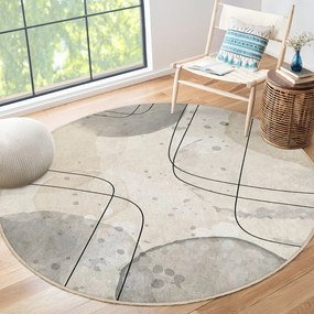 Бежов кръгъл килим подходящ за пране ø 120 cm Simple Lines – Mila Home
