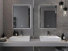 Mexen Erma осветено огледало за баня 60 x 80 см, LED 6000K, антипара, черна рамка
